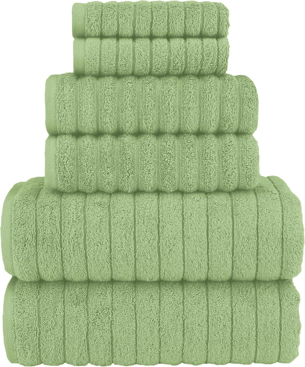 Sage Turkish Cotton Ribbed Towel Set