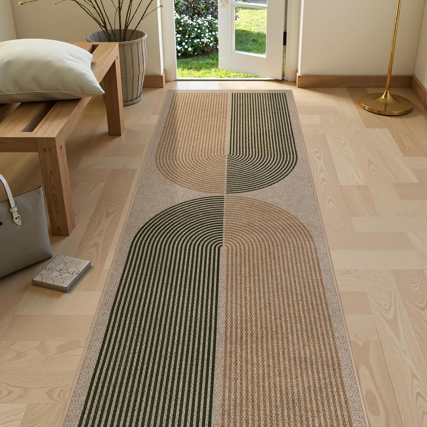 Rainbow Pattern Jute Runner Rug