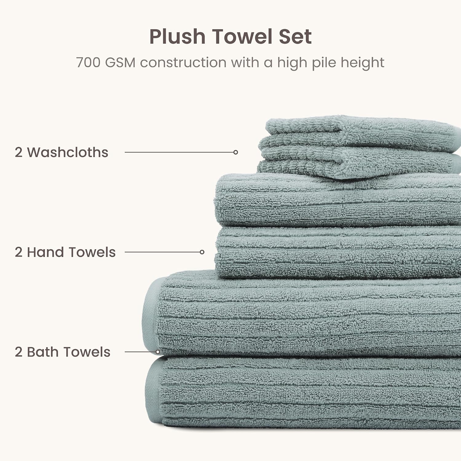 Organic Cotton Ribbed Towel Set