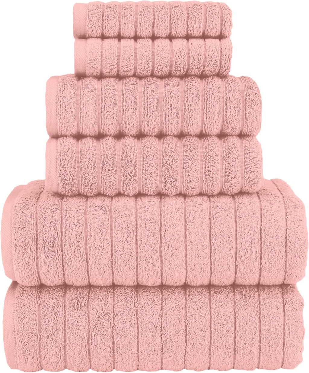 Dusty Rose Turkish Cotton Ribbed Towel Set