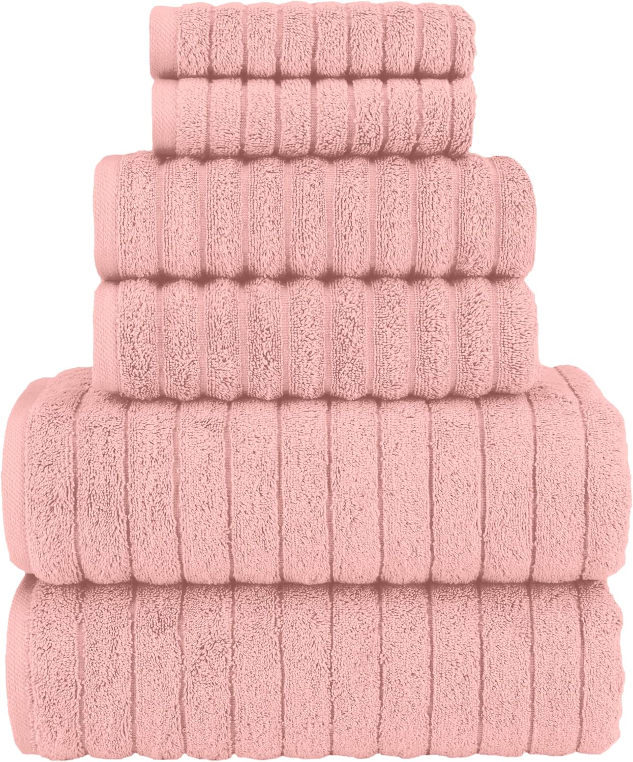 Dusty Rose Turkish Cotton Ribbed Towel Set