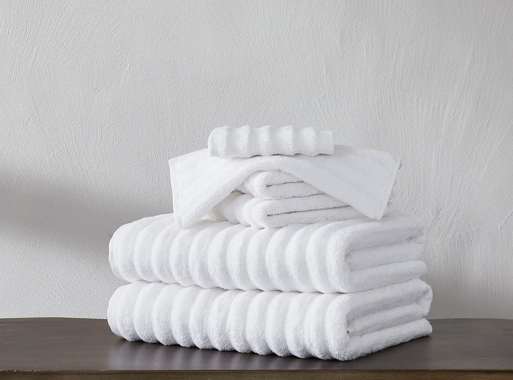 White Ribbed Cotton Towel Set