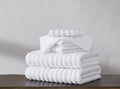 White Ribbed Cotton Towel Set