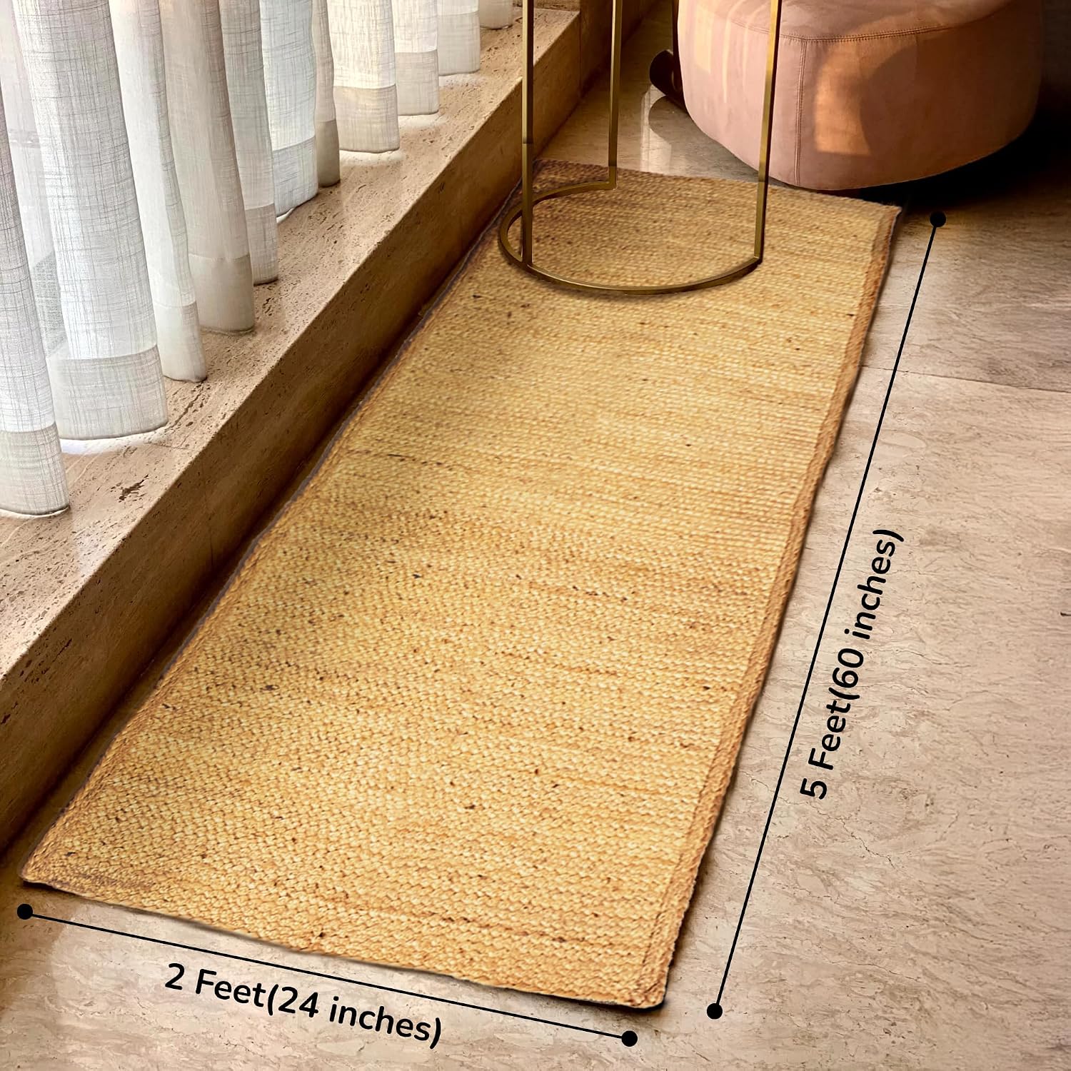 Braided Natural Handwoven Jute Runner Rug