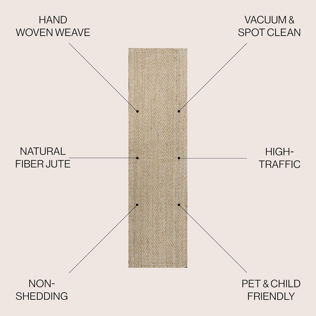 Herringbone Chunky Jute Ivory Runner Rug