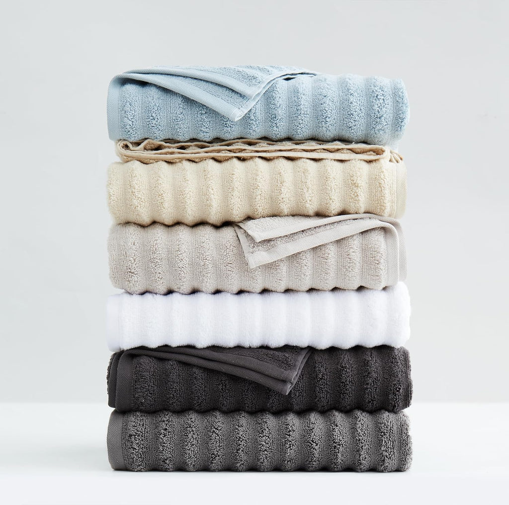 Beige Zero Twist Ribbed Cotton Towel Set