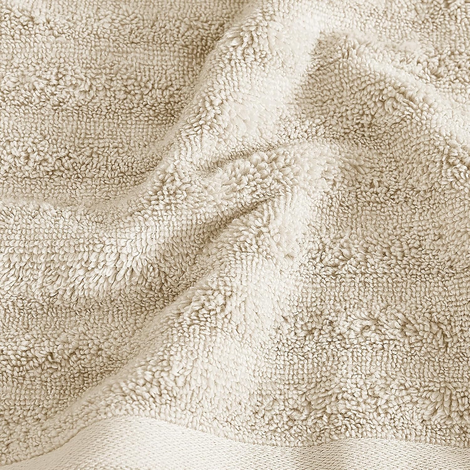 Beige Zero Twist Ribbed Cotton Towel Set