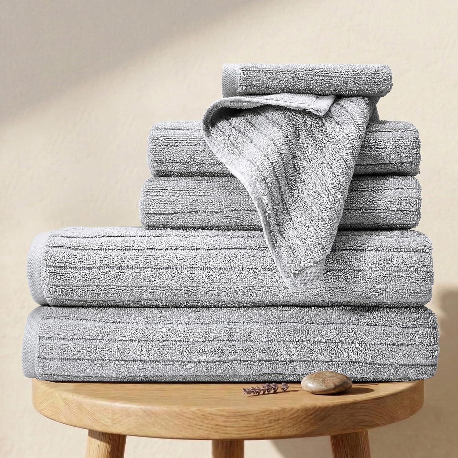 Lunar Rock Organic Cotton Ribbed Towel Set