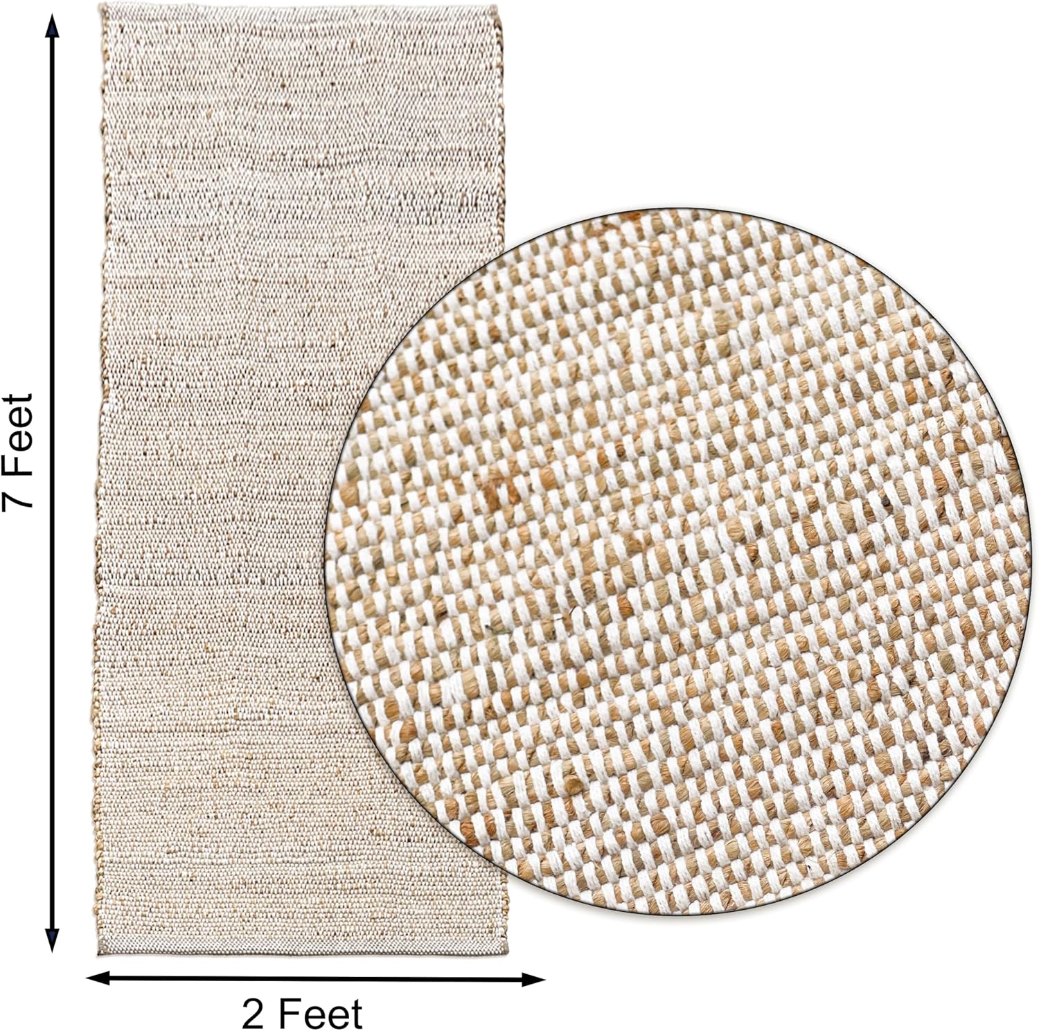 Braided Jute Cotton Runner Rug