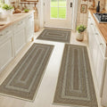 Border Faux Braided Faux Jute Kitchen Rug Set