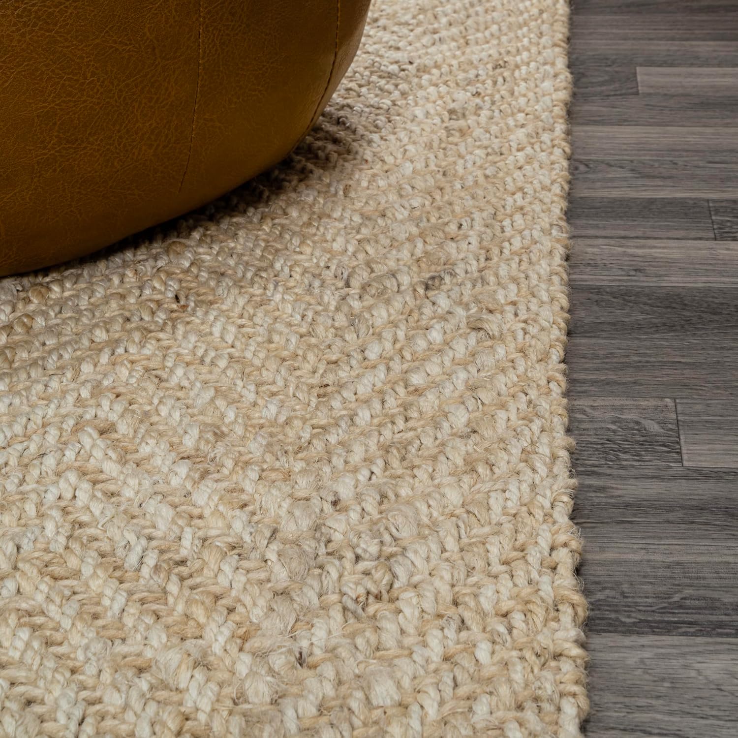 Herringbone Chunky Jute Ivory Runner Rug