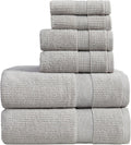 Grey Ribbed Cotton Bath Towel Set