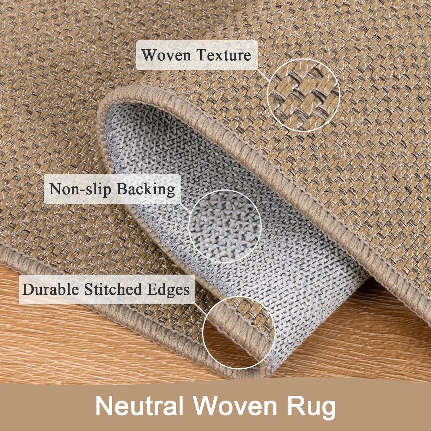 Woven Texture Brown Faux Jute Runner Rug