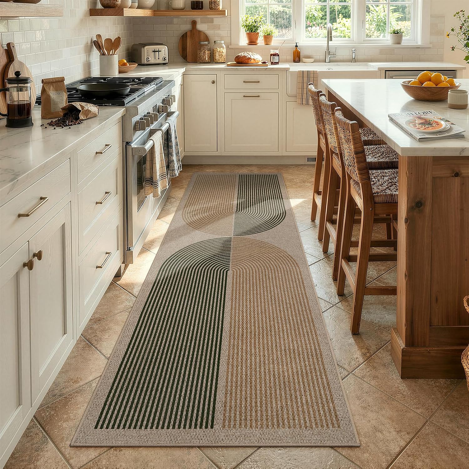 Rainbow Pattern Jute Runner Rug