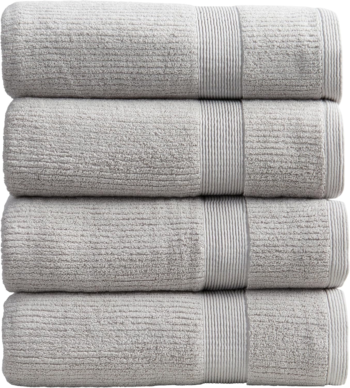 Grey Ribbed Cotton Bath Towel Set