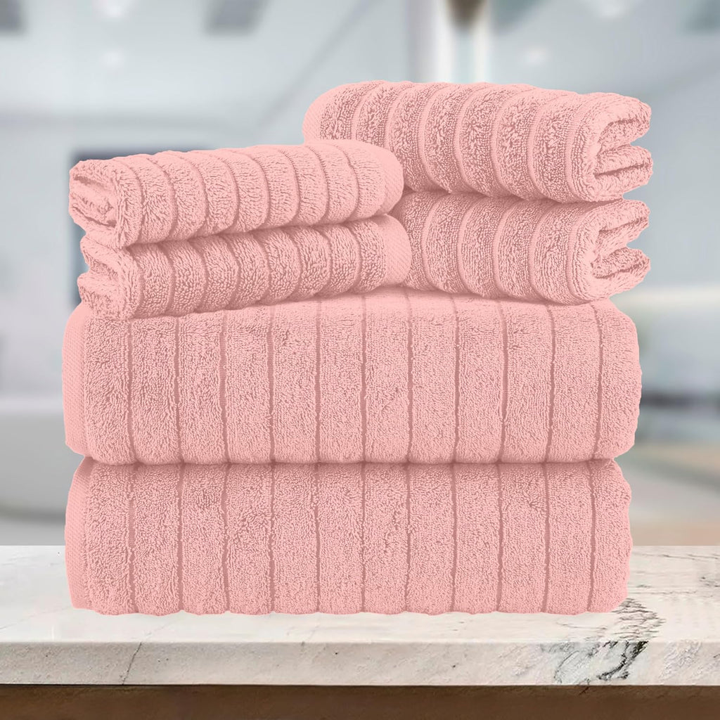 Dusty Rose Turkish Cotton Ribbed Towel Set