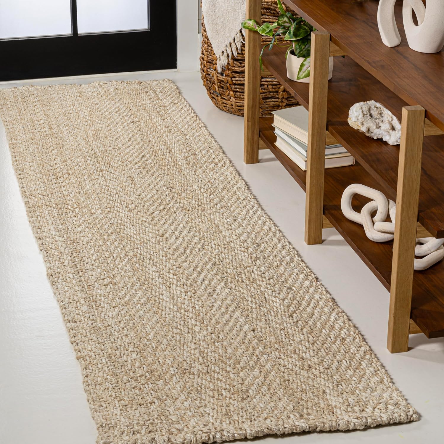 Herringbone Chunky Jute Ivory Runner Rug