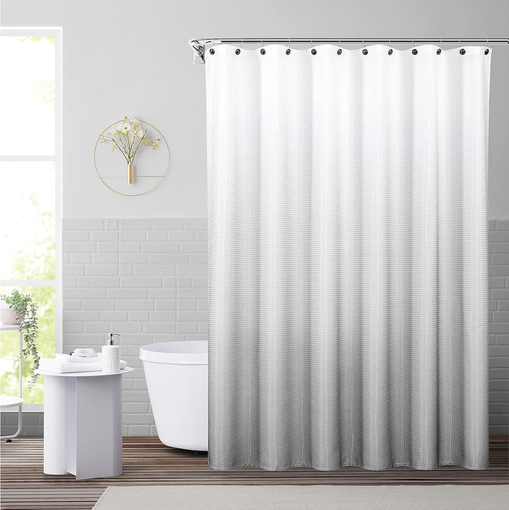 Ombre Grey Waffle Weave Shower Curtain