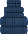 Navy Turkish Cotton Ribbed Towel Set