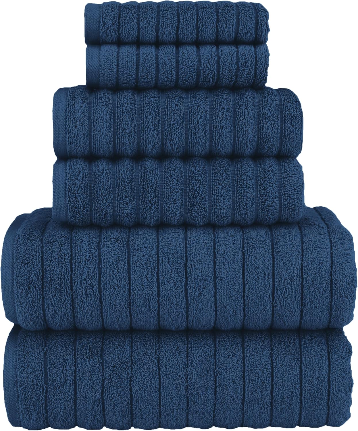 Navy Turkish Cotton Ribbed Towel Set