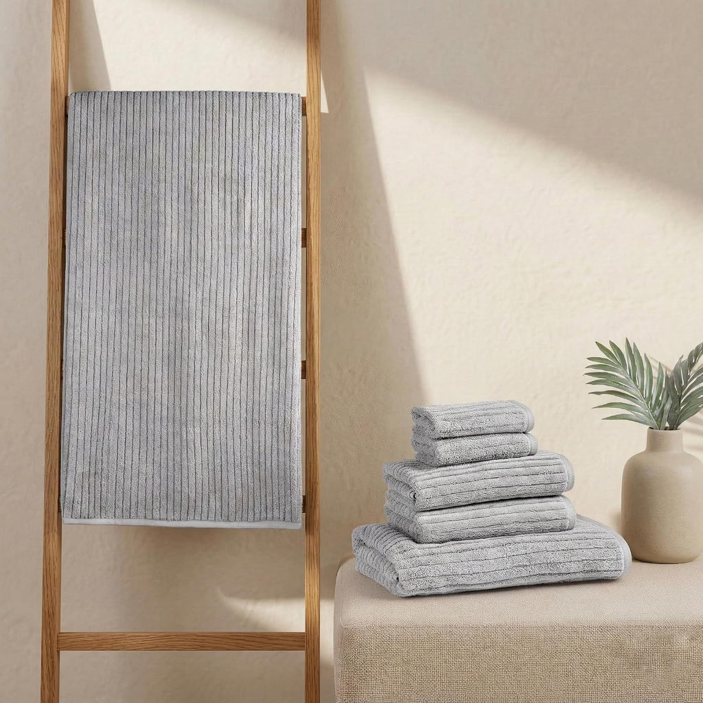 Lunar Rock Organic Cotton Ribbed Towel Set